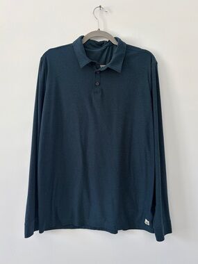 Vuori Long Sleeve Strato Tech Polo Navy Blue Heather Large